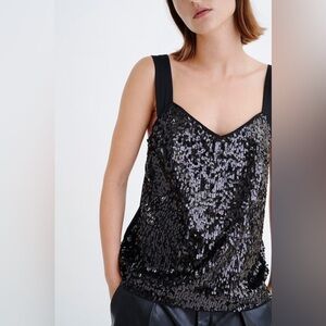 Pennington's Black Vneck Sequinned Tank Top Size 2x